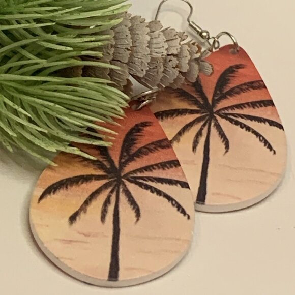 Palm Tree Earring, Tree Earring, Sunset Earring, Beach Earring, Nature Earring - Picture 5 of 6